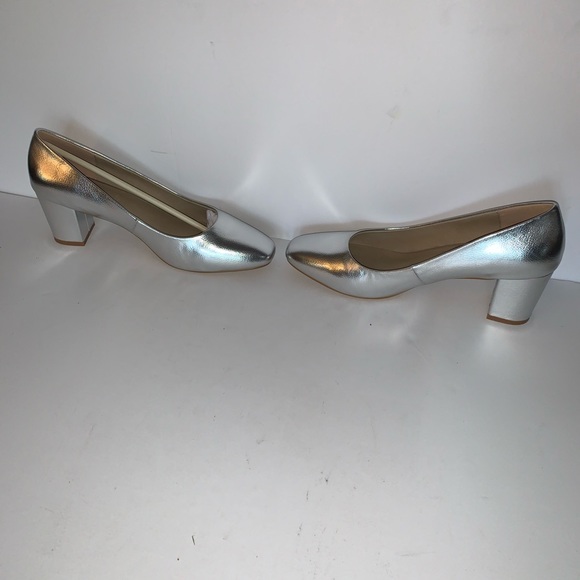 NIB! Long Tall Sally Heidi Block Silver Heels - Picture 2 of 6